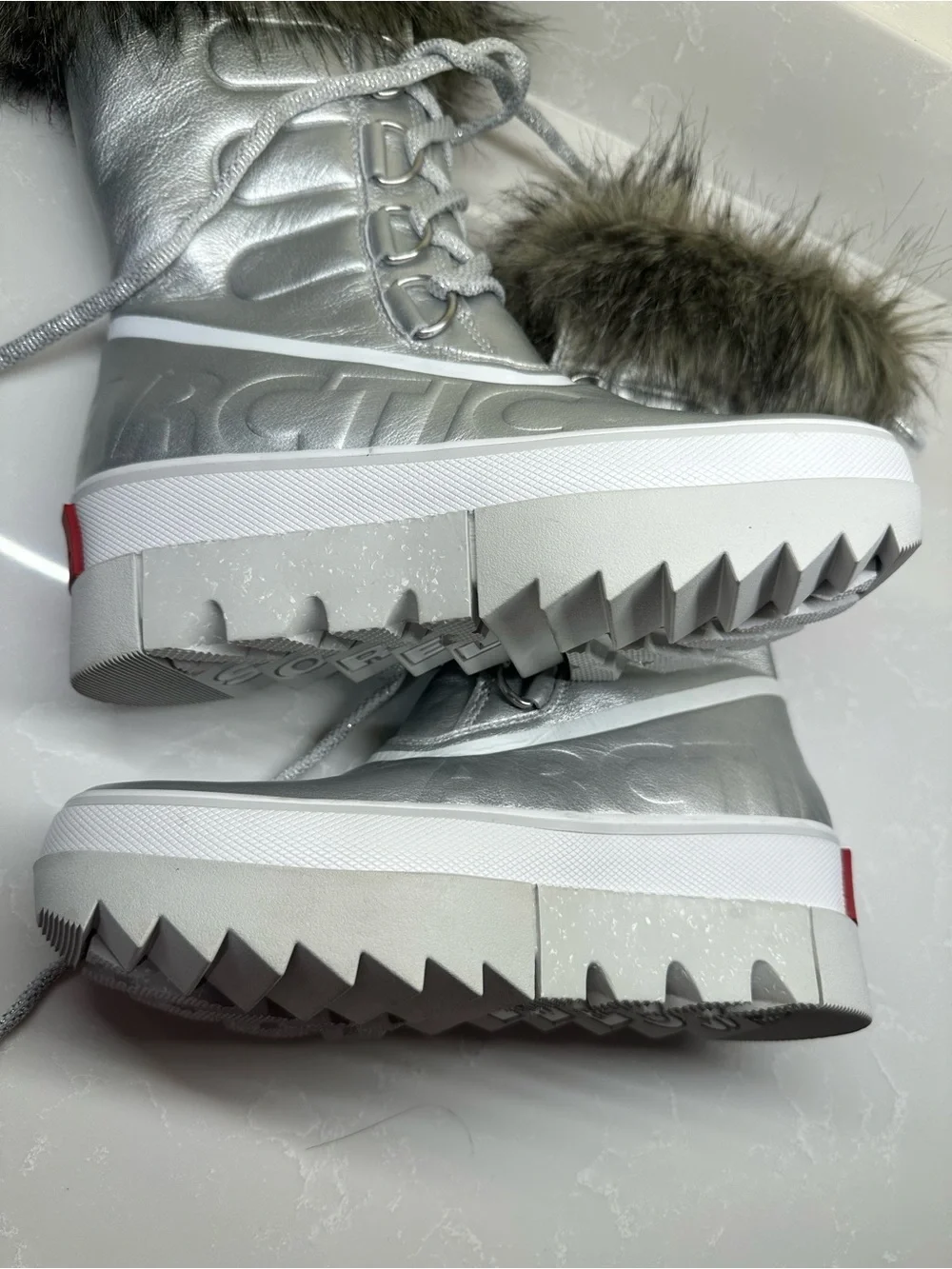 SOREL Women's Joan of Arctic Next Waterproof Boots Silver Metallic Size 7 Sample